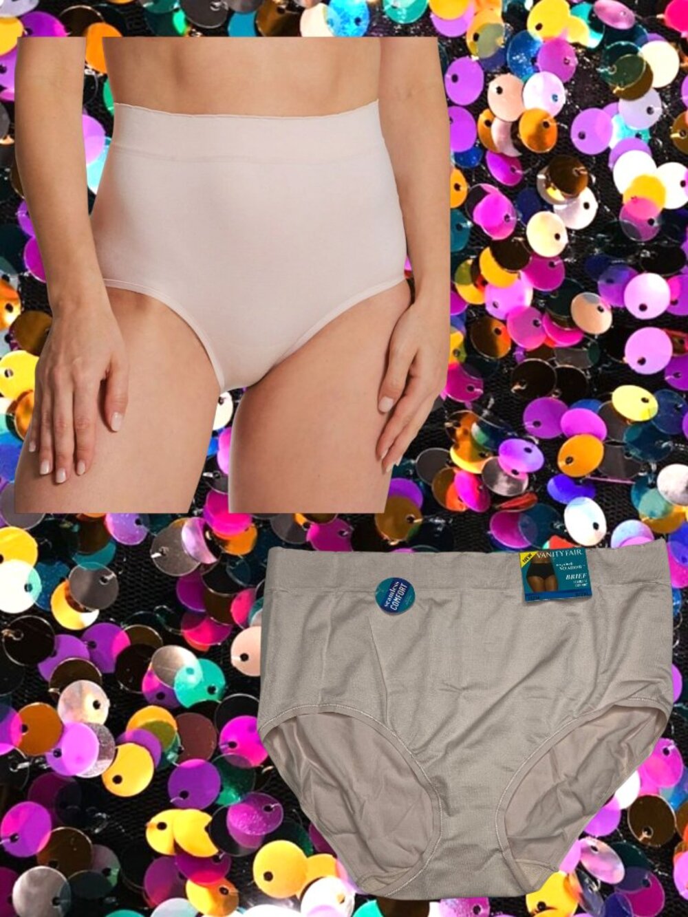 NWT Vanity Fair 13218 No Pinch No Show Seamless Womens Brief Panty Pink 9 / 2XL